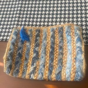 America & Beyond Jute and Denim Clutch
